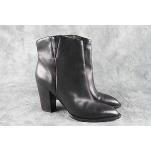 VINCE Black Leather Stacked Heel ERVING ANKLE BOOTS US 10 M EU 41.5 $395 EUC 051